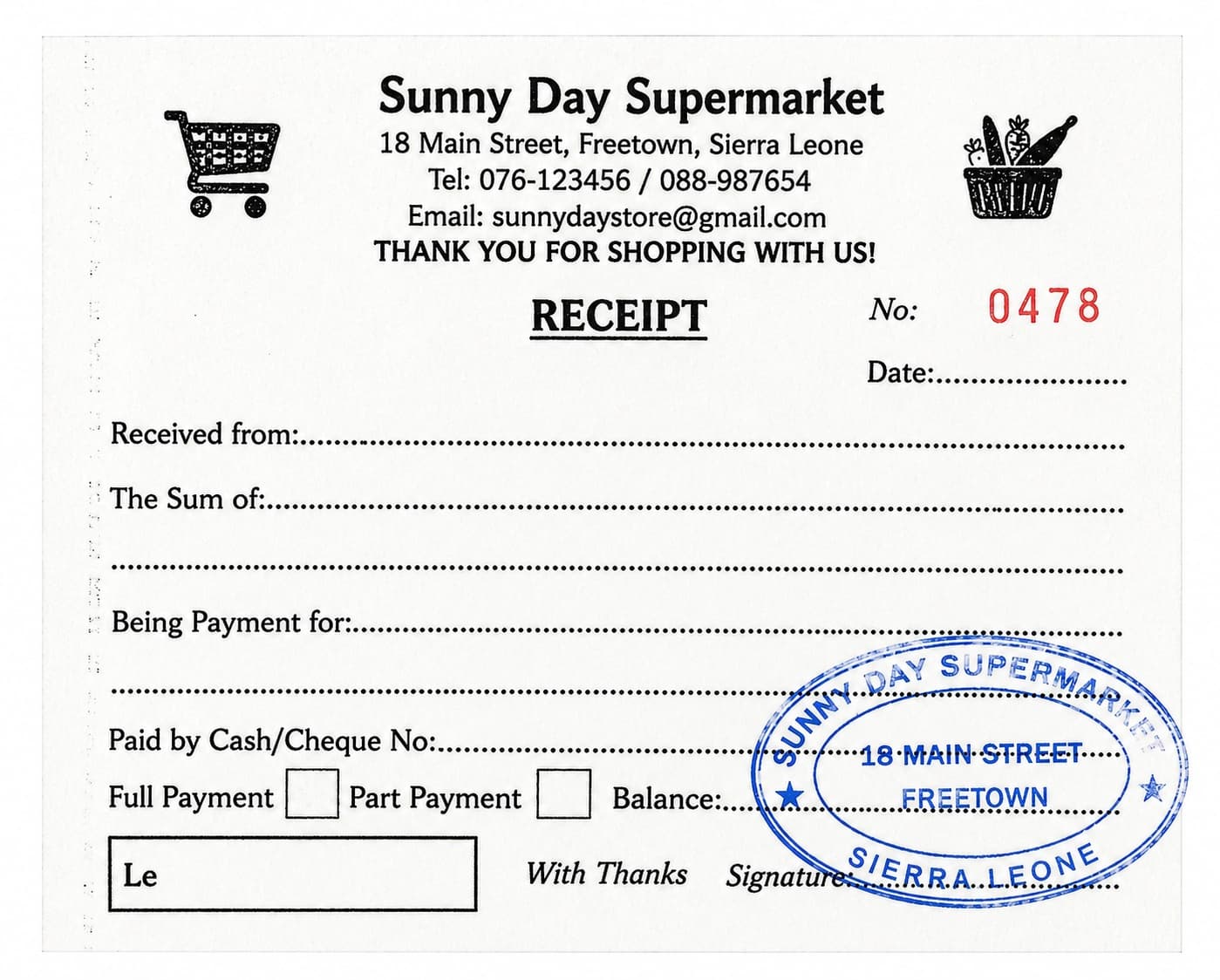 Blank receipt after handwriting removal
